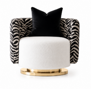 Senegal Tiger Linen Brass Swivel Chair