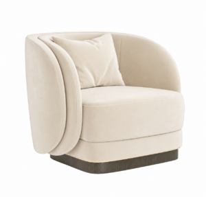 Ambrose Cream Velvet Oak Swivel Chair