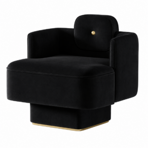 Salone Black Velvet Brass Dining Chair