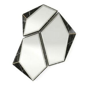 Algerone Nero Marble Brass Mirror Set