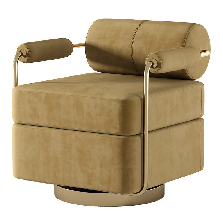 Modern beige swivel chair with armrests