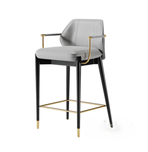 Elegant grey bar stool with gold accents