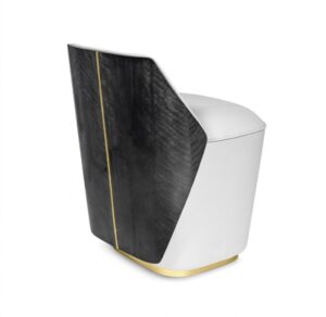 Algerone Grey Leather Brass Swivel Chair