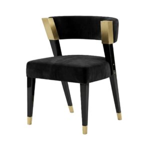 Elaine Black Velvet Brass Dining Chair