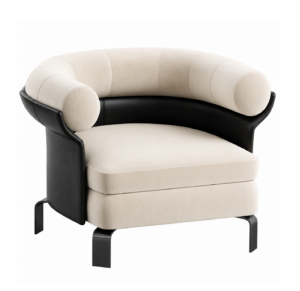Odette Cream Velvet Leather Armchair