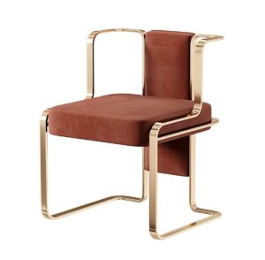 Modern chair with golden frame and brown cushion