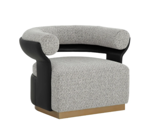 Olivia Grey Boucle Leather Swivel Chair