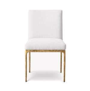 Harlow White Linen Brass Dining Chair