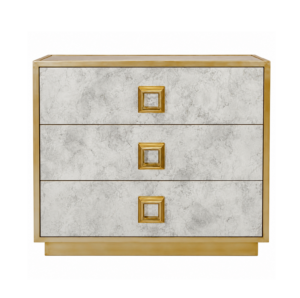 Venetian Antique Mirror Light Gold Bedside Table