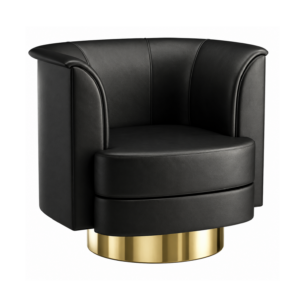 Lusso Black Leather Gold Swivel Chair