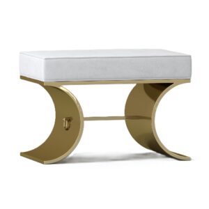 Wayfair White Linen Brass Accent Stool