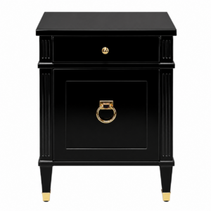 Lily Black Lacquer Brass Bedside Table