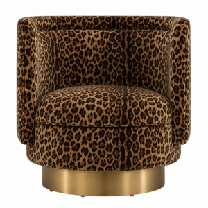 Severene Leopard Velvet Brass Swivel Chair