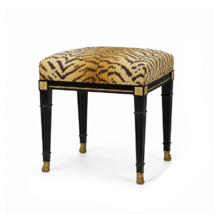 Draper Tiger Velvet Black Accent Stool
