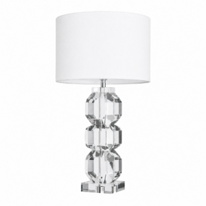Radiance Crystal Nickel Table Lamp with White Shade
