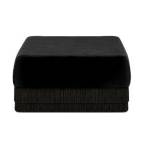 Milan Black Velvet Fringe Ottoman