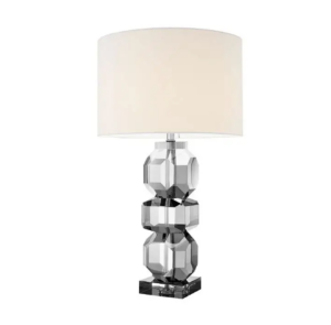 Modern crystal table lamp with white shade