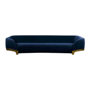 Lagerfeld Dark Blue Velvet Brass Sofa 330cm