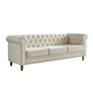 Elegance Cream Velvet Gold Sofa