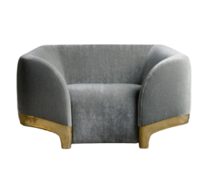 Lagerfeld Grey Velvet Brass Sofa