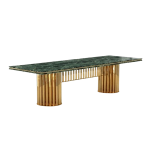 Klemenza Alpine Verdi Marble Gold Dining Table