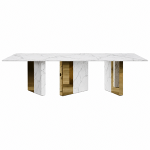 Aventor Carrara Marble Brass Dining Table 250cm