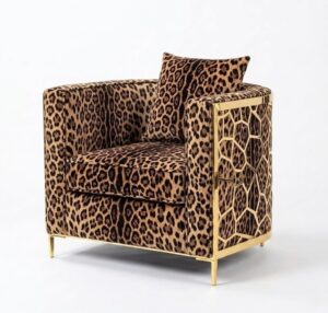 Icebreaker Leopard Velvet Gold Armchair