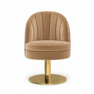 Seville Tan Velvet Brass Swivel Dining Chair