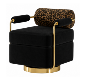 Bellini Black Velvet Brass Swivel Chair