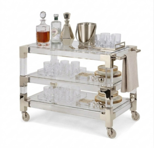 Cocktail Lucite Nickel Bar Cart
