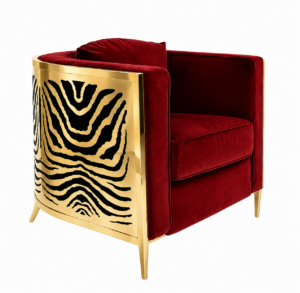 Icebreaker Red Velvet Brass Zebra Armchair