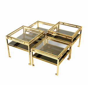 Oroton Gold Glass Coffee Table Set
