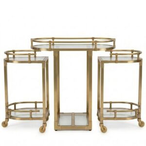 Dorchester Antique Brass Glass Bar Cart