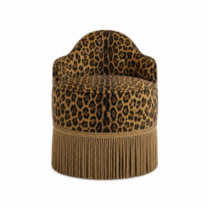 Laurent Leopard Velvet Fringe Swivel Chair