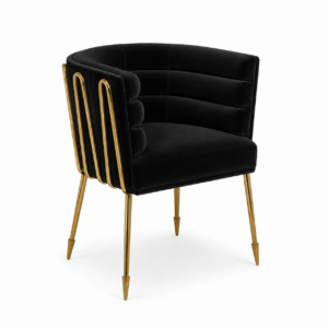 Adler Black Velvet Brass Dining Chair