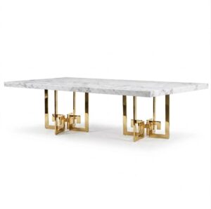 Gallery Carrara Marble Brass Dining Table