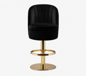 Seville Black Velvet Brass Counter Stool