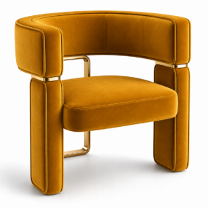 Tempo Mustard Velvet Brass Chair
