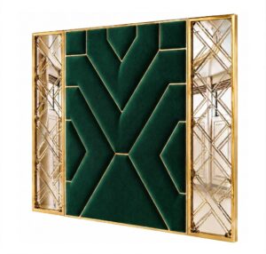 Skyscraper Emerald Velvet Gold Mirror King Headboard