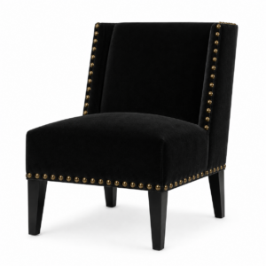 Hampton Black Velvet Brass Slipper Chair