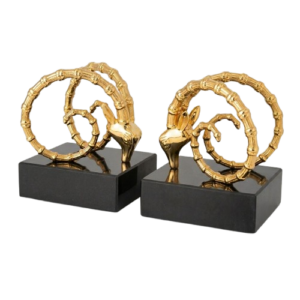 Ibex Gold Black Marble Bookend Set