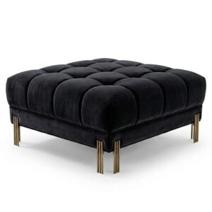 Savona Black Velvet Brass Ottoman
