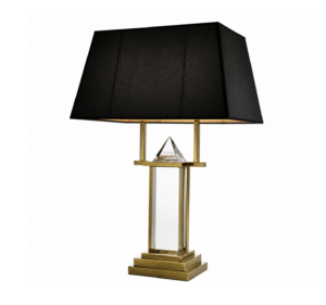 Nubian Crystal Antique Brass Table Lamp with Black Shade