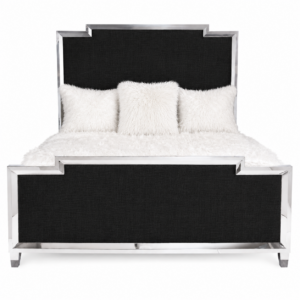 Meridian Black Linen Chrome King Bed