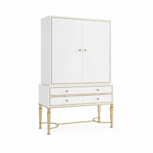 Aficionado White Ash Brass Bar Cabinet