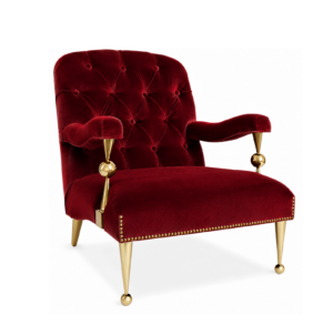 Caracas Rouge Velvet Brass Armchair