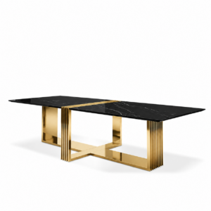 Vanguard Nero Marble Brass Dining Table