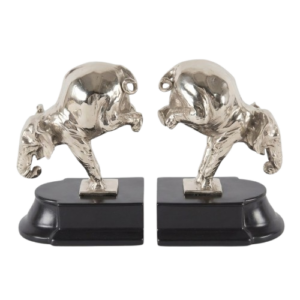 Regency Elephant Nickel Bookend Set