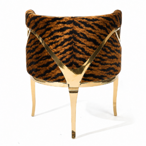 Chandra Tiger Gold Velvet Brass Armchair