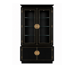 Padrino Black Lacquer Glass Brass Etagere
